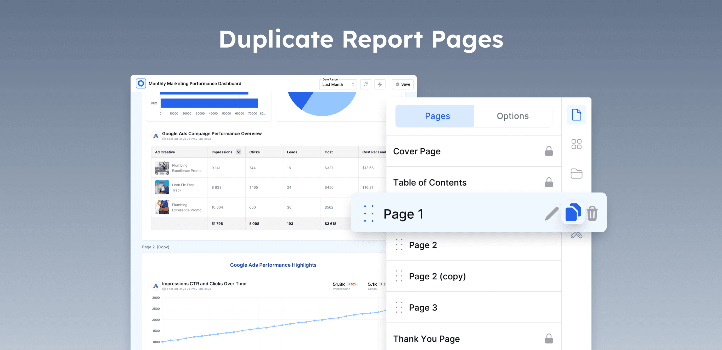 Duplicate Report Pages